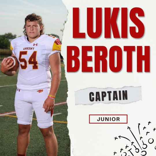 Could not be more proud of <a href="/lukis_beroth/">Lukis Beroth</a> 

He set a stretch goal last year to be named a captain his junior season and today he achieved his goal! 

You put in the work this off-season, now go out and get you some this year  🥞 #dogsnhogs #bandofbrothers #ankenyhawks