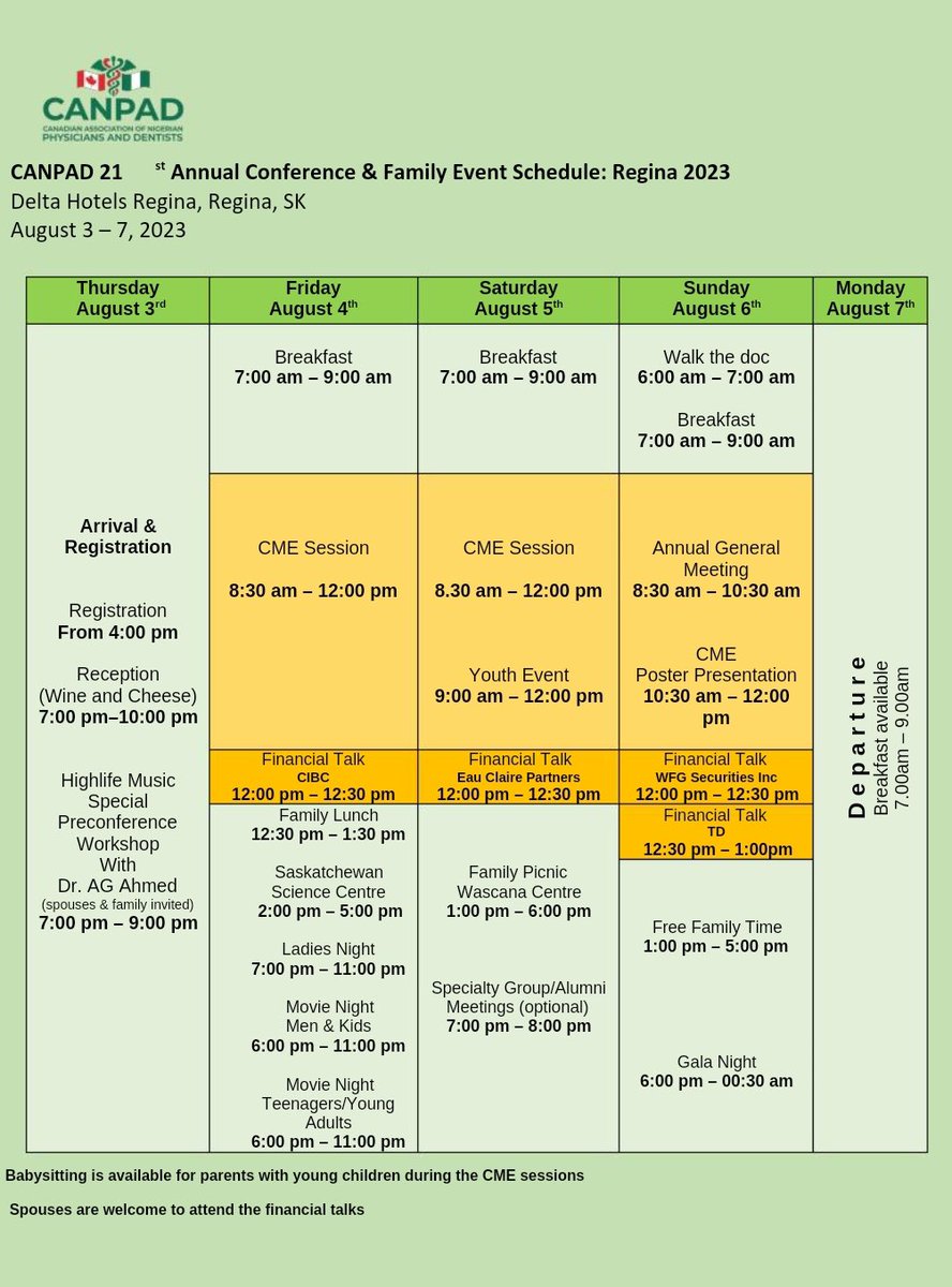 The full schedule for #canpadregina2023