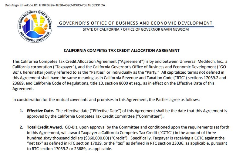 If you've been following the story of the illegal California lab run by a Chinese biotech firm, Prestige Biotech, discovered in Reedley, California...it gets even more interesting.

This company, NOT licensed to conduct business in California, received a $360,000 tax credit,