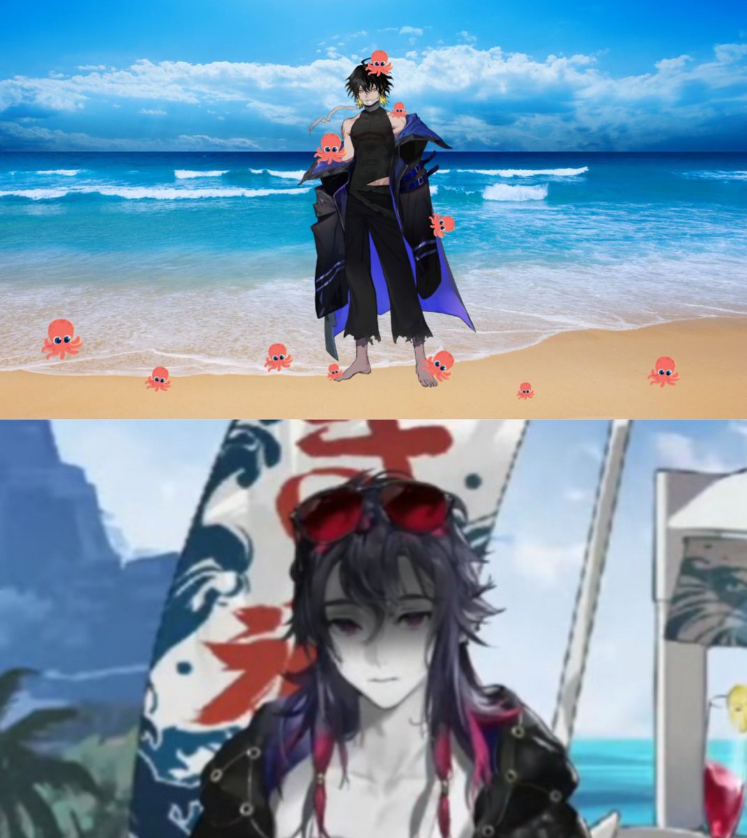 HitomiMeow7's tweet photo. Kleken and Hydrad go to sea, and then a lot of octopuses climbed on Hydrad.
#AlchemyStars #白夜極光 #白夜极光 #Kleken #Hydrad #クレーケン #ヒドライ #章狼 https://t.co/Wzh23gMiEs