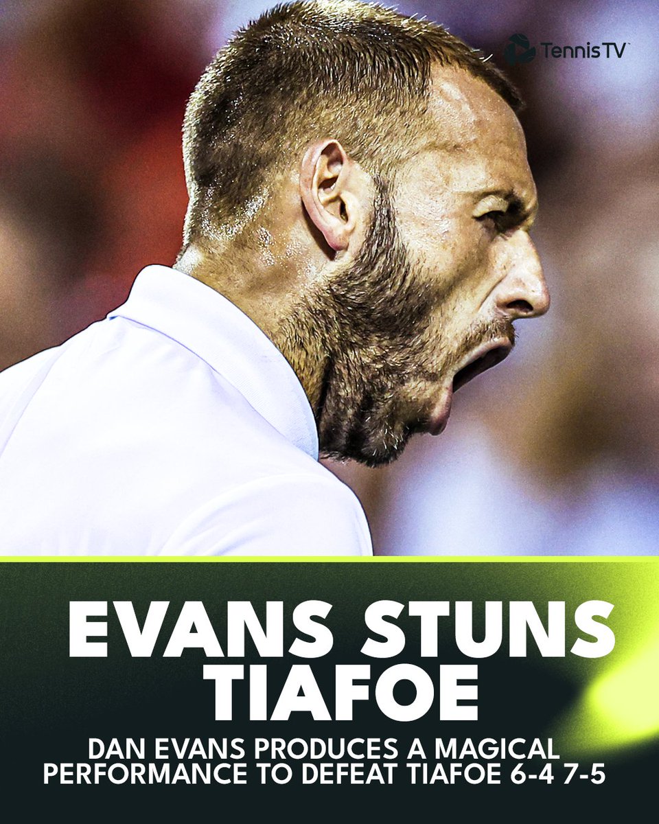 U-N-R-E-A-L 😯

Dan Evans produces a *pitch perfect* performance to take out home favourite Tiafoe at the #MubadalaCitiDCOpen!