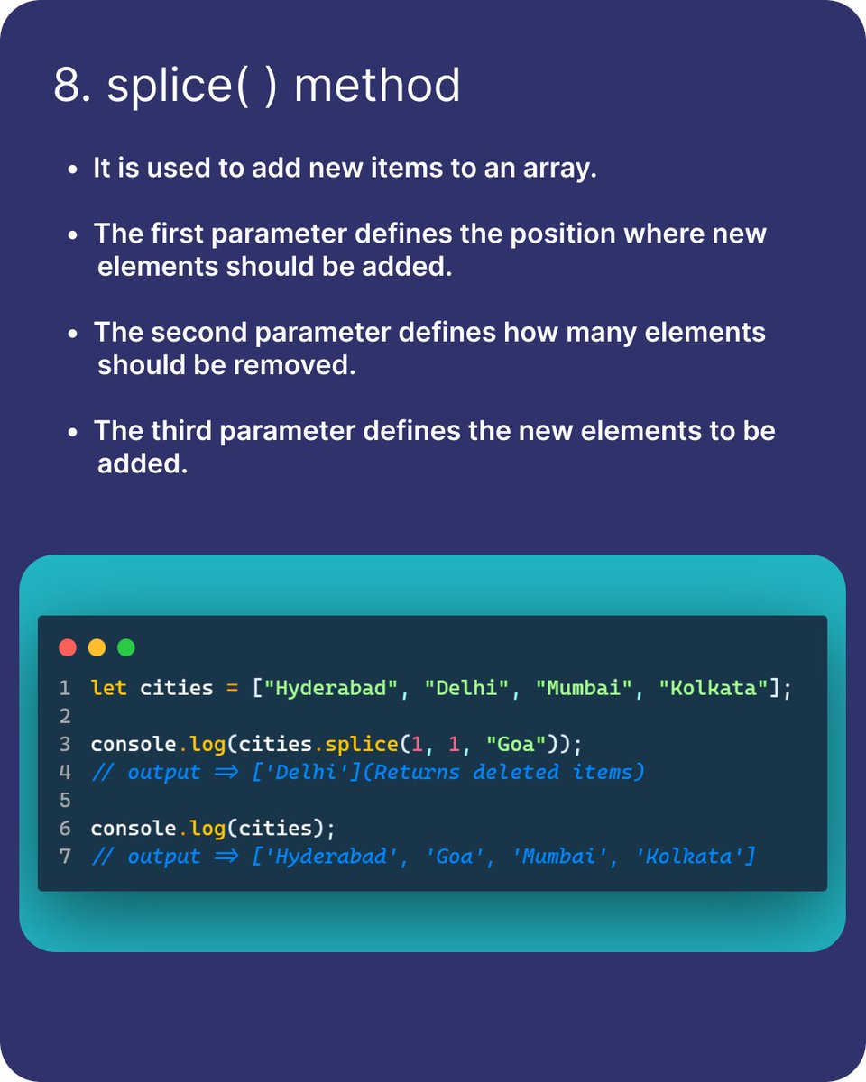 JavaScript Array Methods simply explained 👇 - Thread from Sajid ...
