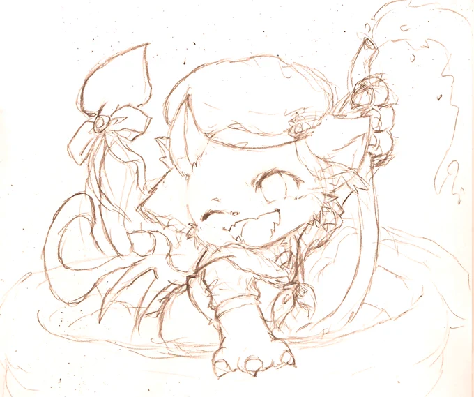 ってことで、昨日の夜描いてた新衣装でび様のラフをひょいっと  線引きは今日やっておきたいなぁ