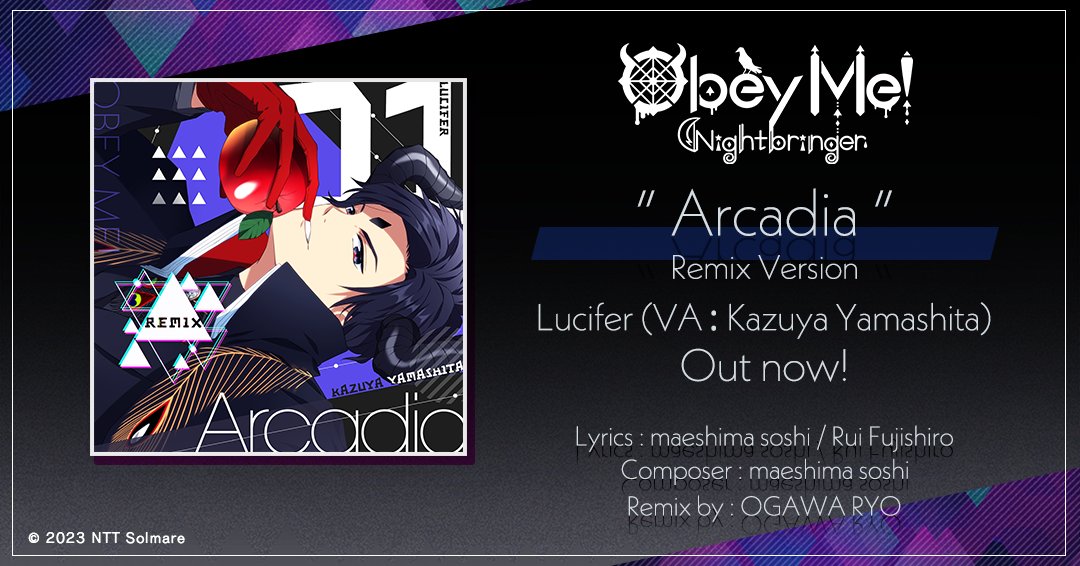 EspanolObey's tweet photo. ¡El nuevo remix de Ruri★Tunes está disponible a partir de hoy!

🎶Arcadia Remix
😈Lucifer
🎤Kazuya Yamashita

✨ Escucha la versión completa debajo y ponla en repetición🔁 mientras te enfrentas a las batallas de RuriTunes

⬇️
https://t.co/P8cXVSLskn

#ObeyMeRemix #ArcadiaRemix https://t.co/nERLB46Apo