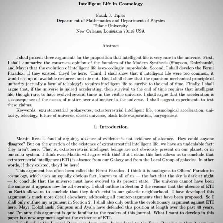 10BitEye's tweet image. Intelligent life in cosmology &amp;amp; the Fermi Paradox. #quantumcosmology #globalgeneralrelativity #quantummechanics #quantumtunneling #fermiparadox #franktipler #intelligentlife #cosmology #frankayala #aliens #UFOs #anthropicprinciple #finalanthropicprinciple

franktipler.com/intelligent-li…