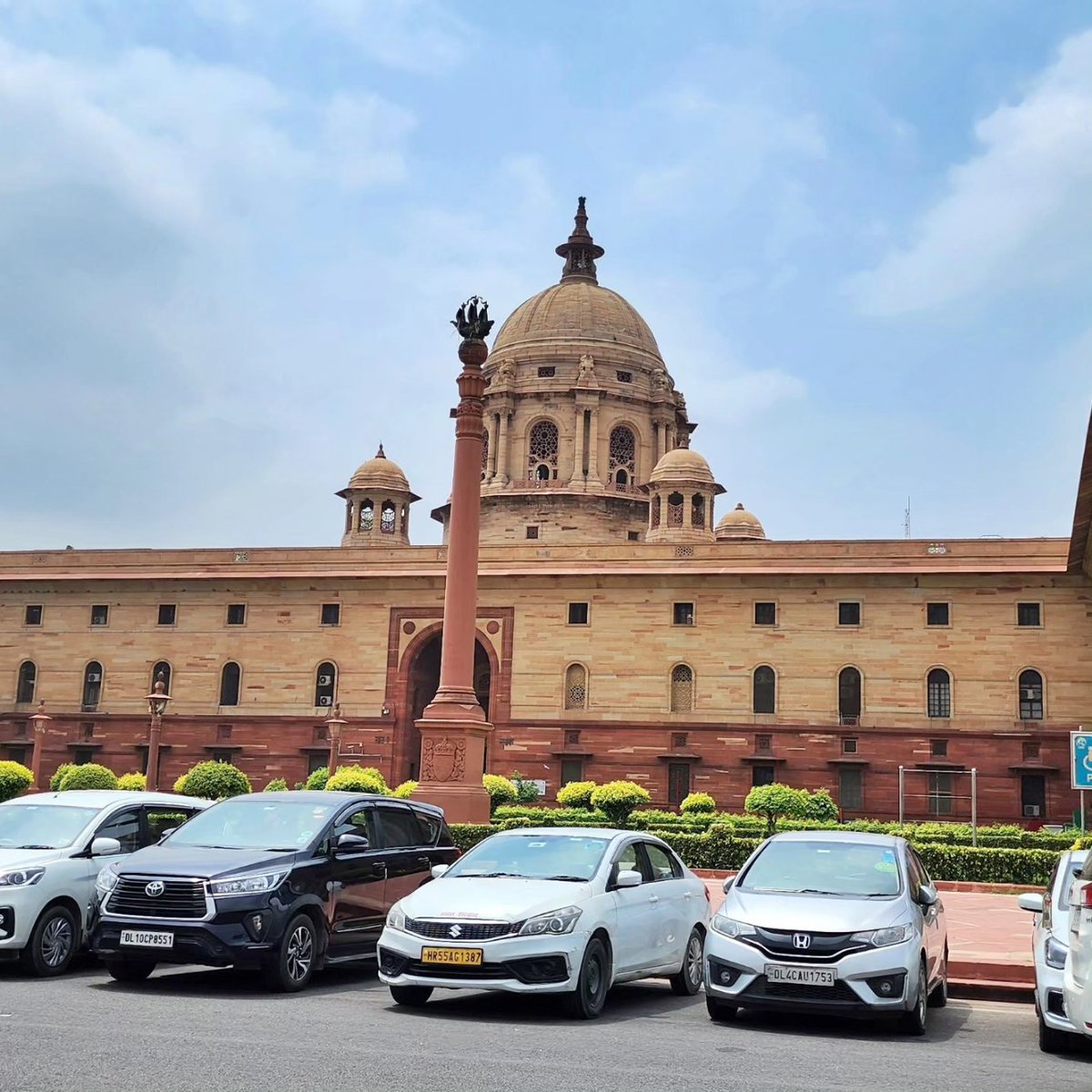 In the shadow of a building that empowers a billion dreams 🇮🇳  As you walk out of India's most sacred building, you can feel the pride, goosebumps &amp; the billion hopes and dreams that fuels our nation building 💡Believe me - every brick matters. #BuildingIndiaTogether #Jaihind