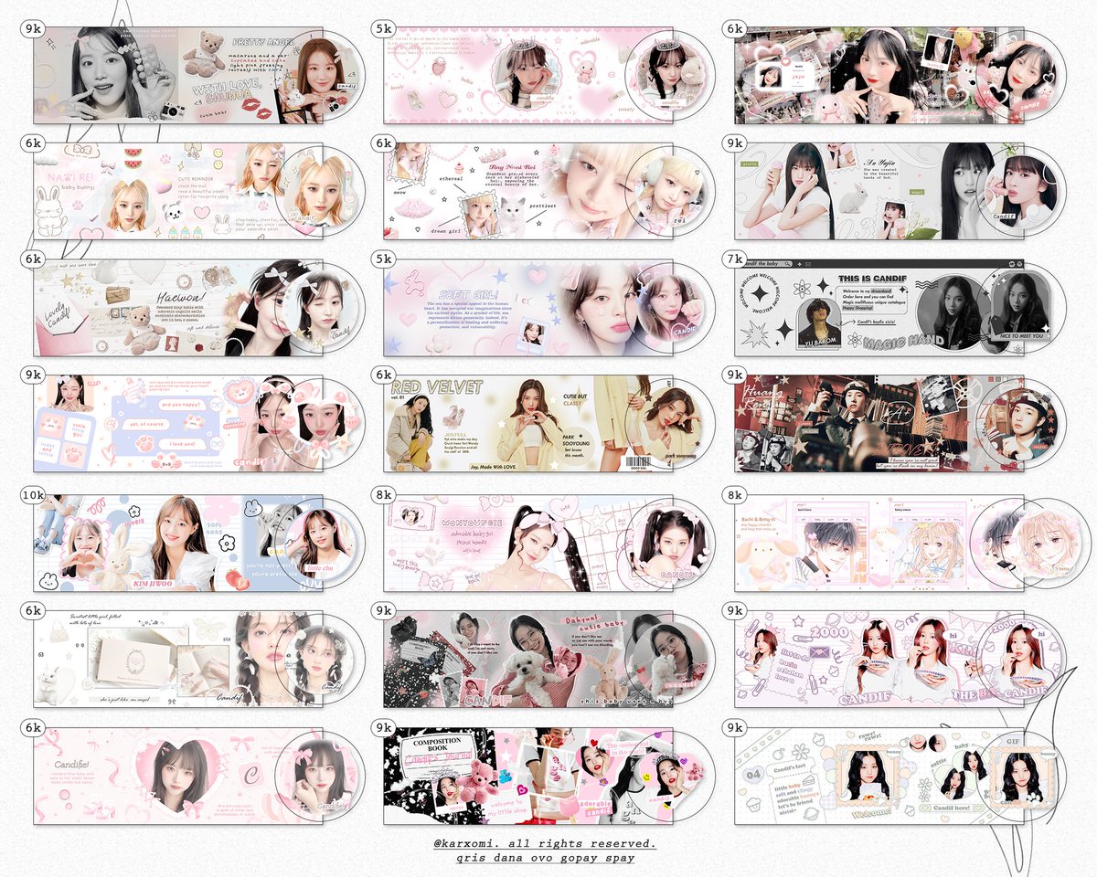 help rt🍡🎀

hai! candif open layout made by req! start from 5k an nih! bisa qris &amp; all e-wallet! ☘ in rush +fee yaw 💬 formnya ada di dm yaaa! met jajaaaank! thank you so much 💋

#zonaba #zonauang