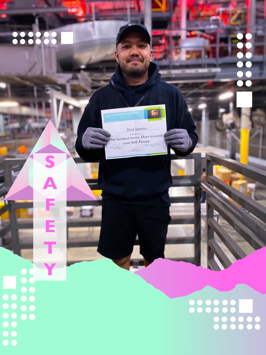 UPS ONTARIO INTERNATIONAL (@upswahcaintl) on Twitter photo Dina Sambo has been #KeepingItSafe for 120 #SafeWorkDays 🎉 We appreciate you helping to maintain a safe environment for yourself and your team. #KeepItUp #UPSers <a href="/CarolBTome/">Carol Tomé</a> Dina Sambo has been #KeepingItSafe for 120 #SafeWorkDays 🎉 We appreciate you helping to maintain a safe environment for yourself and your team. #KeepItUp #UPSers <a href="/CarolBTome/">Carol Tomé</a>
