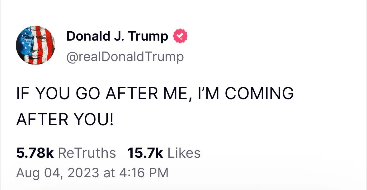 JoyceWhiteVance's tweet photo. That’s a threat, made by a defendant in a criminal case, after being warned by a judge that there were consequences for violating conditions of release. Trump may think he can be cute and deny it if confronted. Maybe he’ll use his usual line: it’s just a joke. But we can all see it for what it is. https://t.co/EcmcXyo2tW
