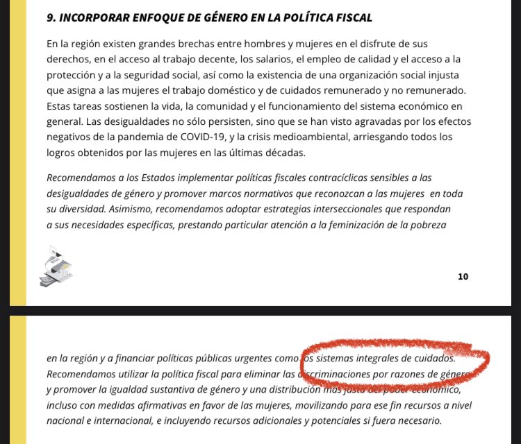 #SistemadeCuidados en las 10 recomendaciones de la sociedad civil sobre sistemas tributarios en AL #CumbreCartagena