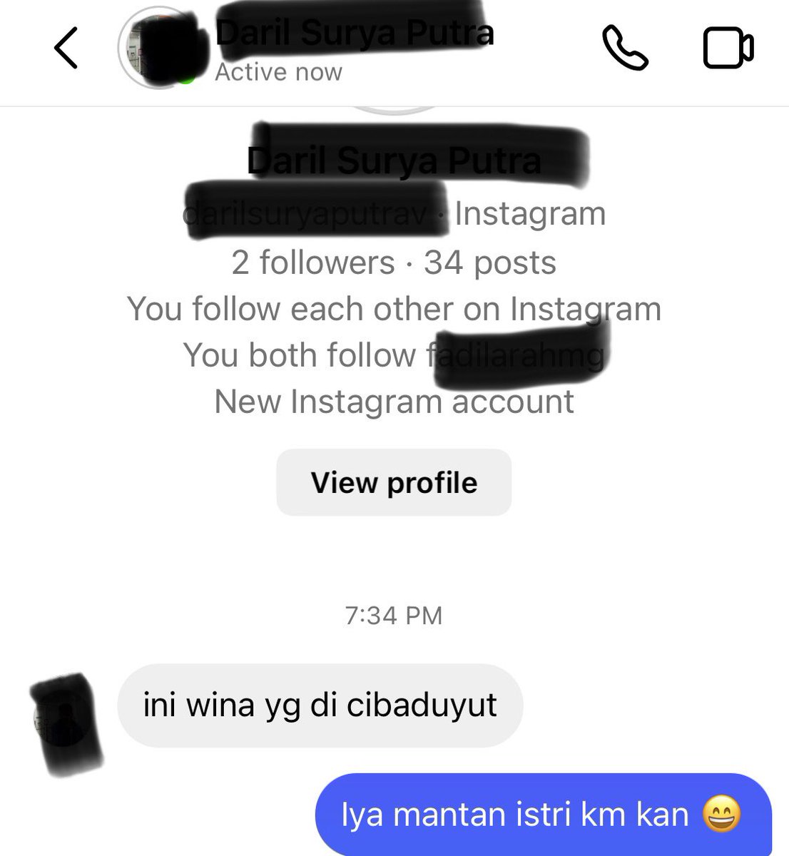 My ex husband decided to follow me on Instagram. Dan chat pertama nya adalah begini 👇🏻