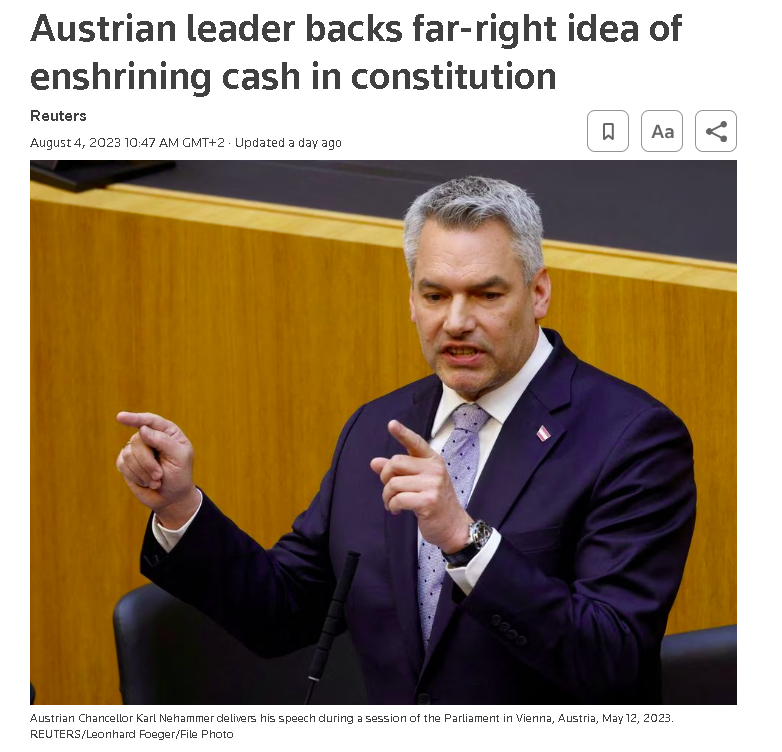 org_scp's tweet image. When did cash become a 'far right' idea?🤡

reuters.com/world/europe/a…