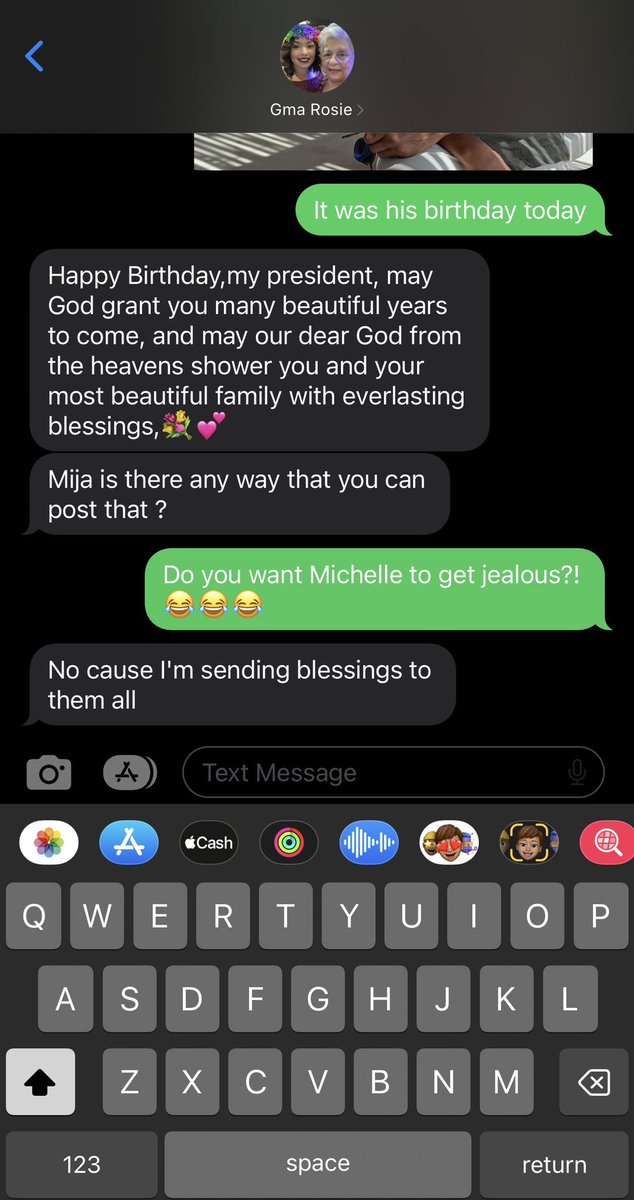 deniselorraine_'s tweet photo. Lol if you know my abuela…. You know she looooves her some Barack  😂 
(I sent her a screenshot of Michelle Obama’s tweet) 
@BarackObama https://t.co/YX6So1Fo4A