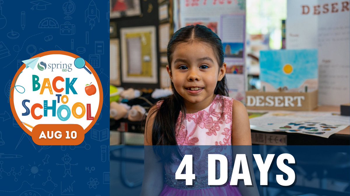 We are ready for our kids this upcoming week!! Four days away, Let's GO!!🎉springisd.org/backtoschool

#countdown #WeAreSpring <a href="/SpringISD_FACE/">Spring ISD Family & Community Engagement</a>