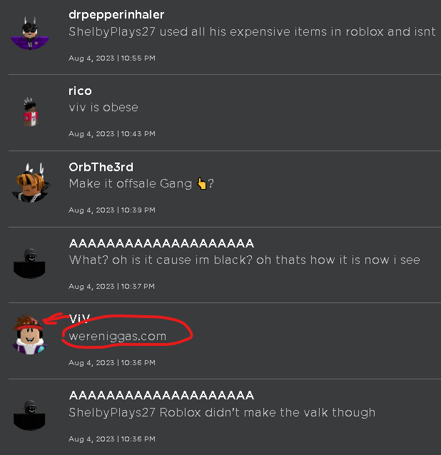 Kadden546's tweet photo. @Roblox @realRubenSim @ModFordummies__ @Roblox_RTC https://t.co/FSuG2LQK1F no this is not inspect element this is an actual person saying this on a 
item: https://t.co/UhaHspDD8i https://t.co/cB5qZwavti