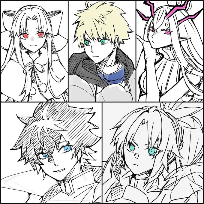 # RT早い人5人に落書き投げつける

5人分並べてみましたRTいいねくれたみなさんありがとう!普段使わないペンなど使ってみて楽しかった。 