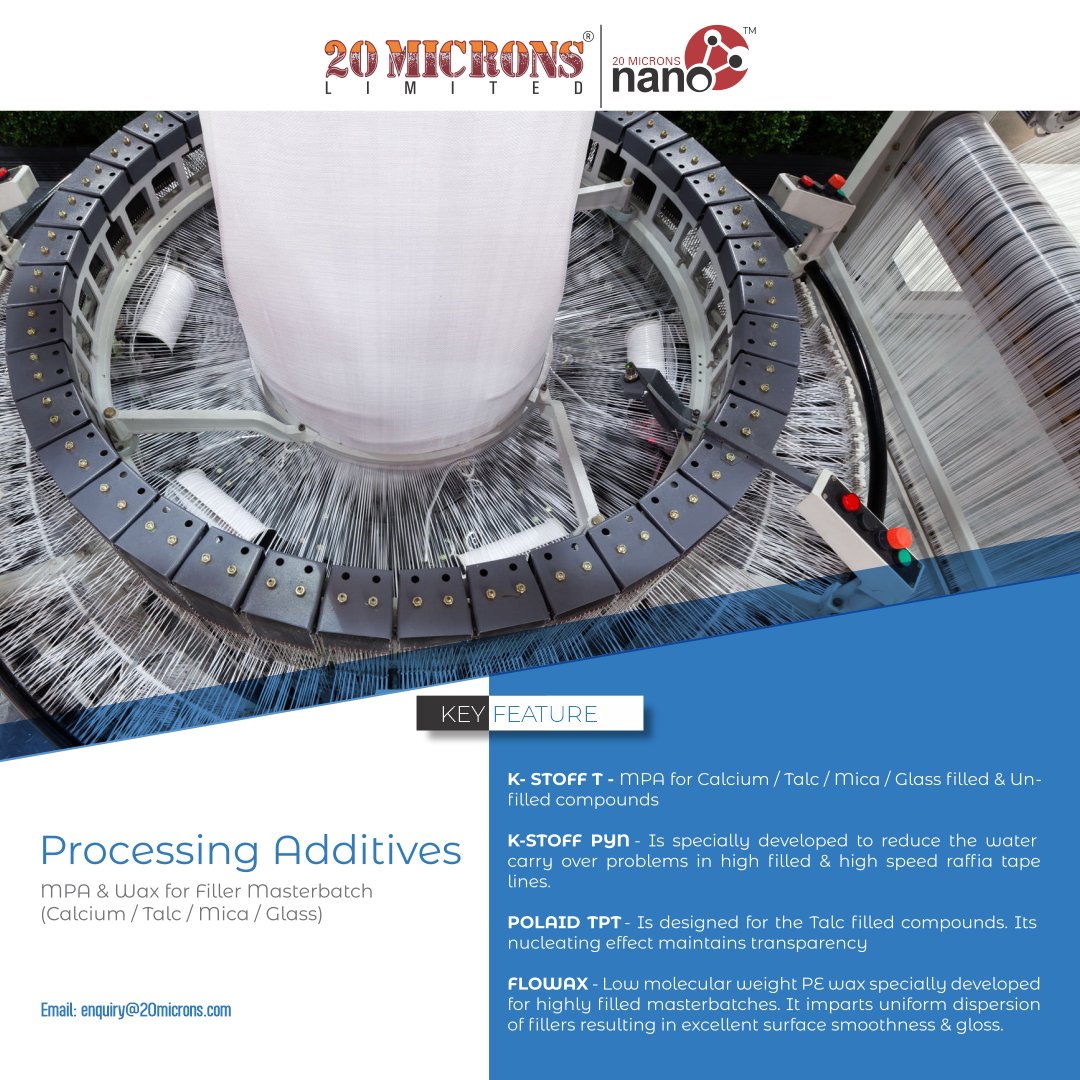 20NanoMicrons's tweet image. Enhance your filler masterbatch (Calcium/Talc/Mica/Glass) with our top-quality Processing Additives - MPA &amp;amp; Wax. Achieve superior dispersion, improved melt flow, and enhanced mechanical properties for your products. 
Visit: 20microns.com 
#Masterbatch #Additives