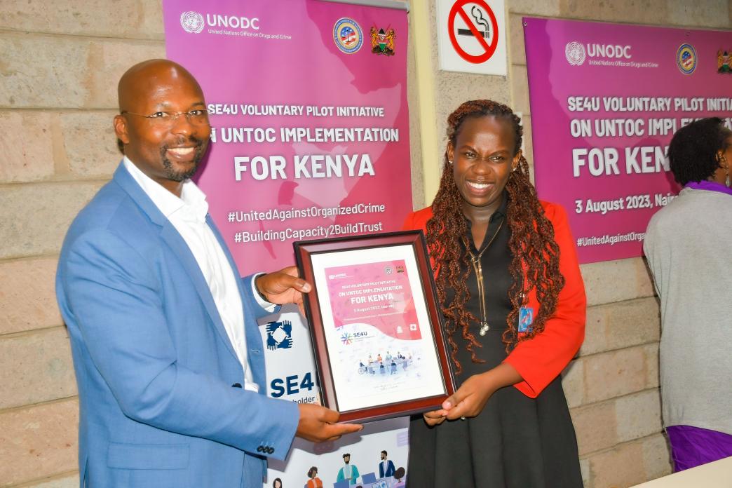 UNODCCSU's tweet photo. In the framework of the #SE4U project and together with @UNODC_UNTOC and @UNODC_EA, we launched the Kenya🇰🇪 Voluntary Pilot Initiative to combat #OrganisedCrime through civil society engagement in #UNTOC review. Trees were planted at @UnKenya a symbol for this partnership. https://t.co/jSF6RIUYqx