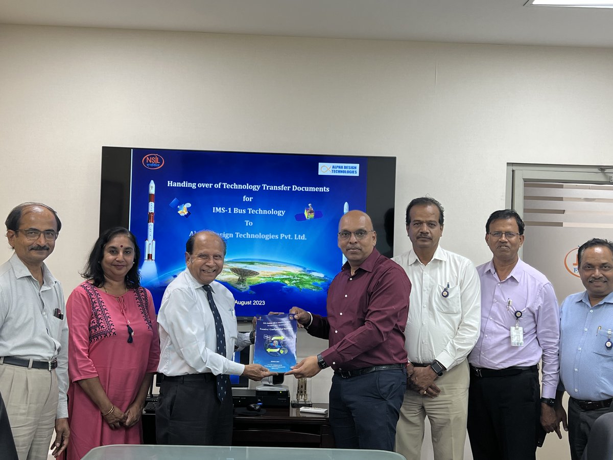 ISRO begins transferring Satellite Bus Technology to Indian Private Industry ISRO transferred the IMS-1 Satellite Bus Technology to M/S Alpha Design Technologies Pvt. Ltd. @NSIL_India facilitated the transfer. isro.gov.in/ISRO_Transfers… Details on the technologies ready for