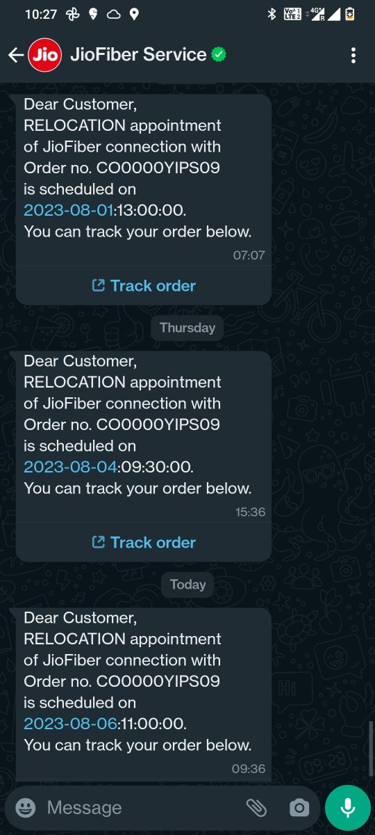pooja9932's tweet photo. @reliancejio rescheduling again &amp; again without asking me, 5 days I'm not able to use a service fir which I'm paying, pathetic jiofibre https://t.co/EpaiapWJM9