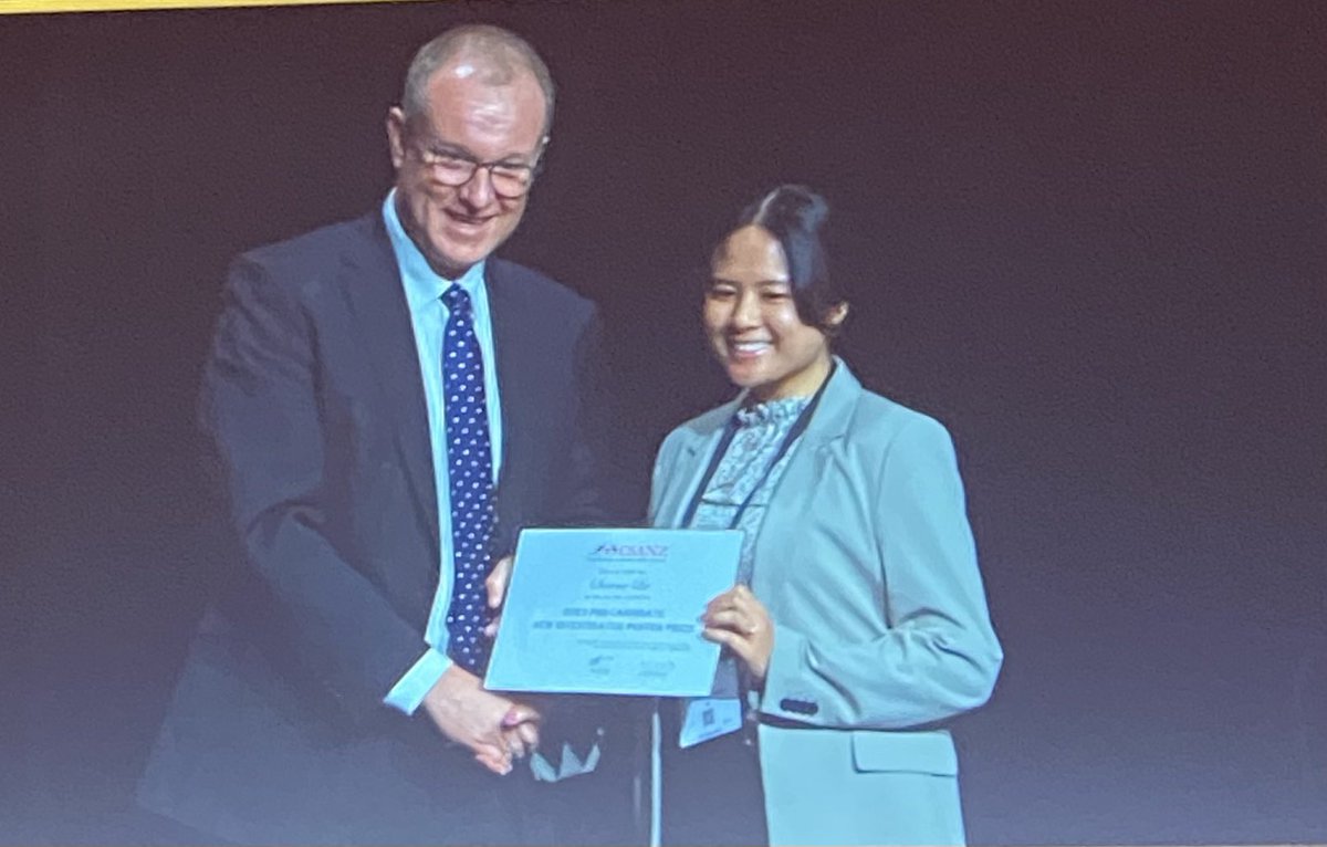 Congratulations to Sarena La for winning Best PhD Candidate Poster Prize <a href="/thecsanz/">CSANZ</a> <a href="/UniofAdelaide/">Uni of Adelaide</a> <a href="/BHIresearch/">Basil Hetzel Institute</a> 
<a href="/RosannaTavella/">Rosanna Tavella</a> <a href="/beltrame_john/">John Beltrame</a> <a href="/TharshyP/">Tharshy Pasupathy</a>