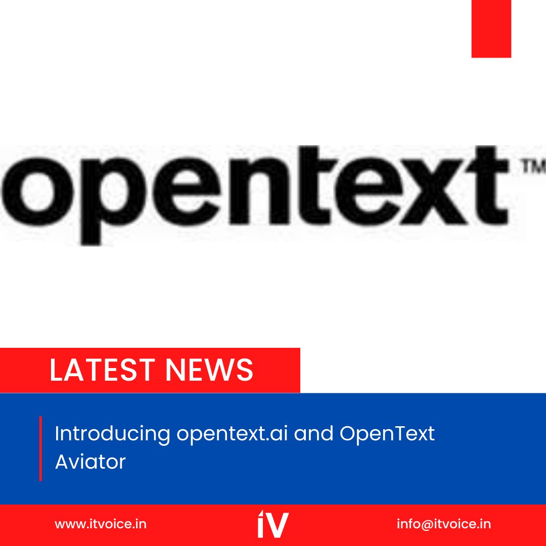 itvoice's tweet image. Open Text announces opentext, the company’s vision and direction for AI.  

#OpenTextAI #OpenTextAviator #AIInnovation #Technology #OpenText #ArtificialIntelligence #AviationTech #TechNews #Innovation #NewRelease #TechSolutions