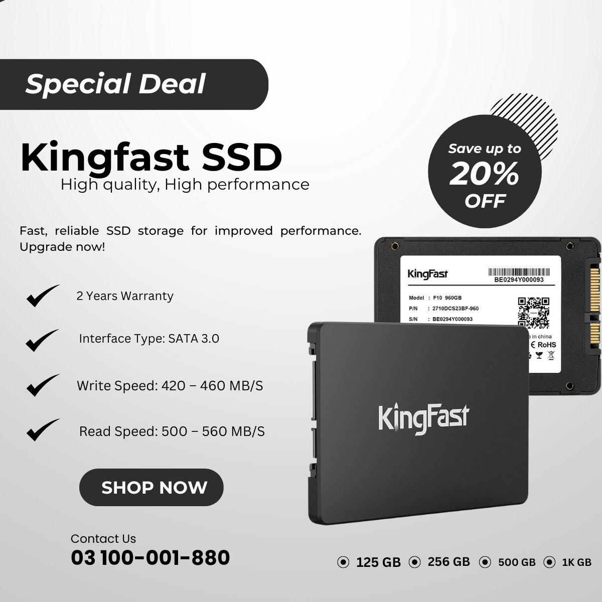 CartcoPakistan's tweet image. "📷 Boost your device's performance with Kingfast SSD! 📷
Experience lightning-fast speed and reliability with our cutting-edge solid-state drives. Say goodbye to slow loading times..
Order Now ! bit.ly/3s3UHGl
#Cartco #KingfastSSD #FasterPerformance #UpgradeNow