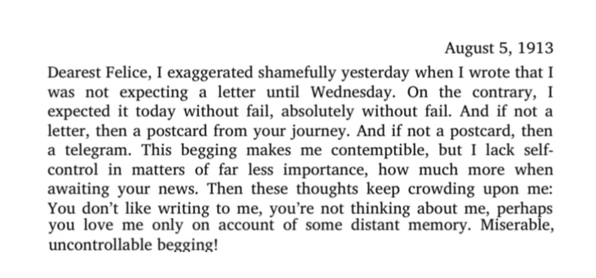 dumbsoftheart's tweet photo. letters to felice, august 5, 1913 https://t.co/CFnS4en0KZ