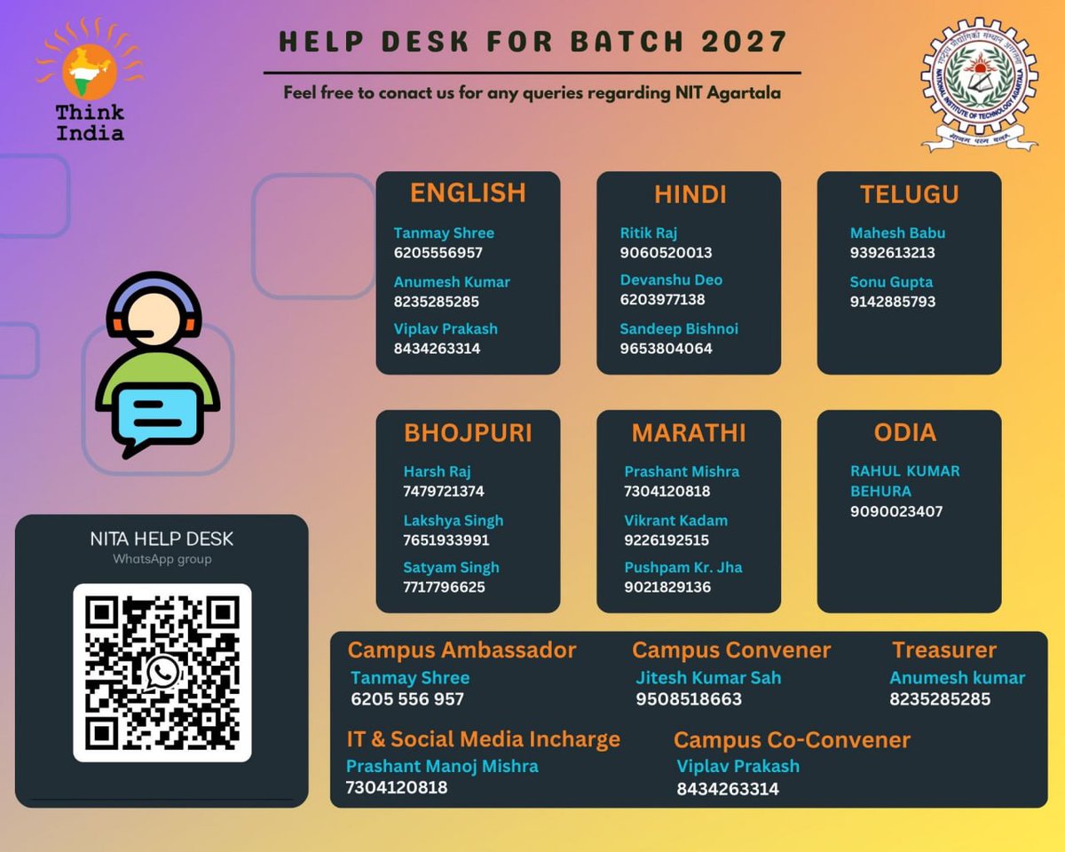 TI_NITAgartala's tweet photo. Welcome to the Think India NIT Agartala HelpDesk!
#nit #nitagartala #nitagartalacampus #thinkindia #newadmission2023 #helpdesk #newbatch
#nita #admission #thinkindianitagartala
#batch2027 #freshers #northeast #guidance #help #campus #college #collegehelp #bestcampus https://t.co/aTNToA2CzH