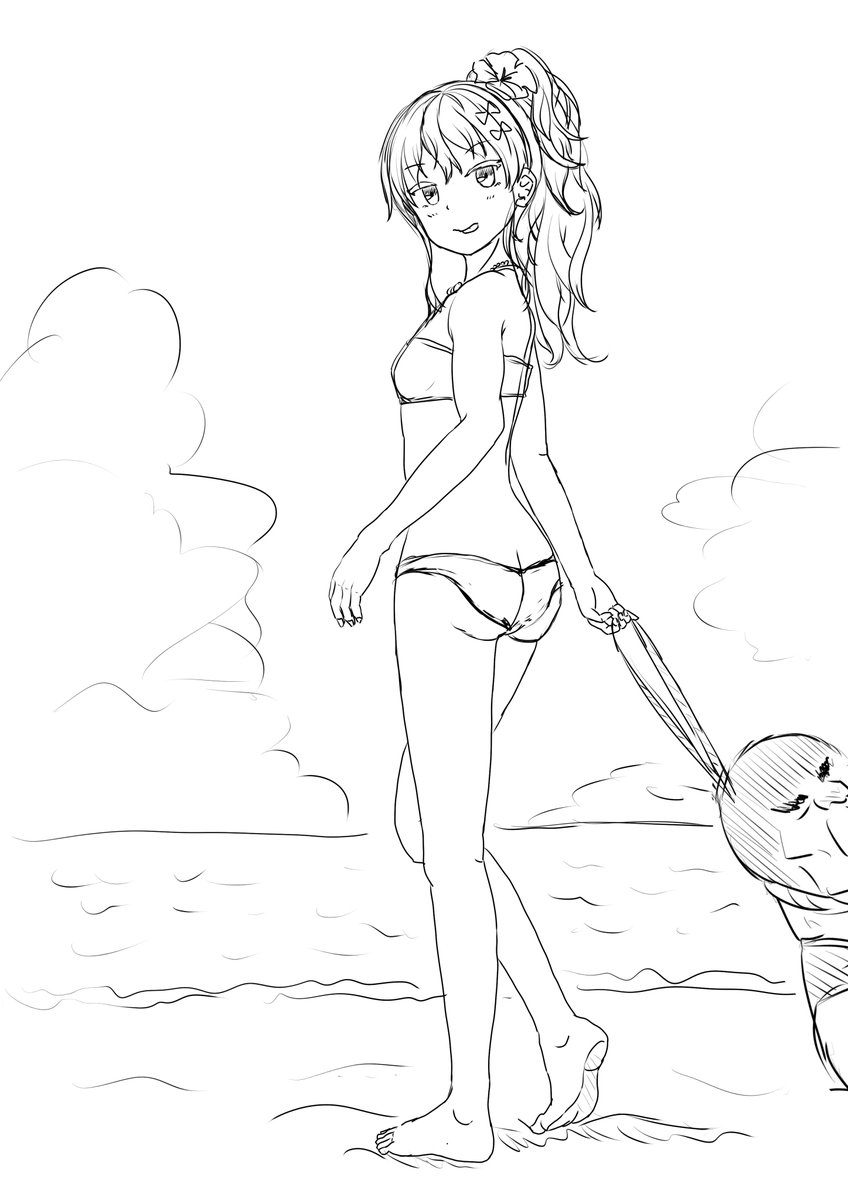 今度さ、こんな感じの絵を原稿にと思ってるんだよね() 時間カツカツだから突貫工事になると思うけどw