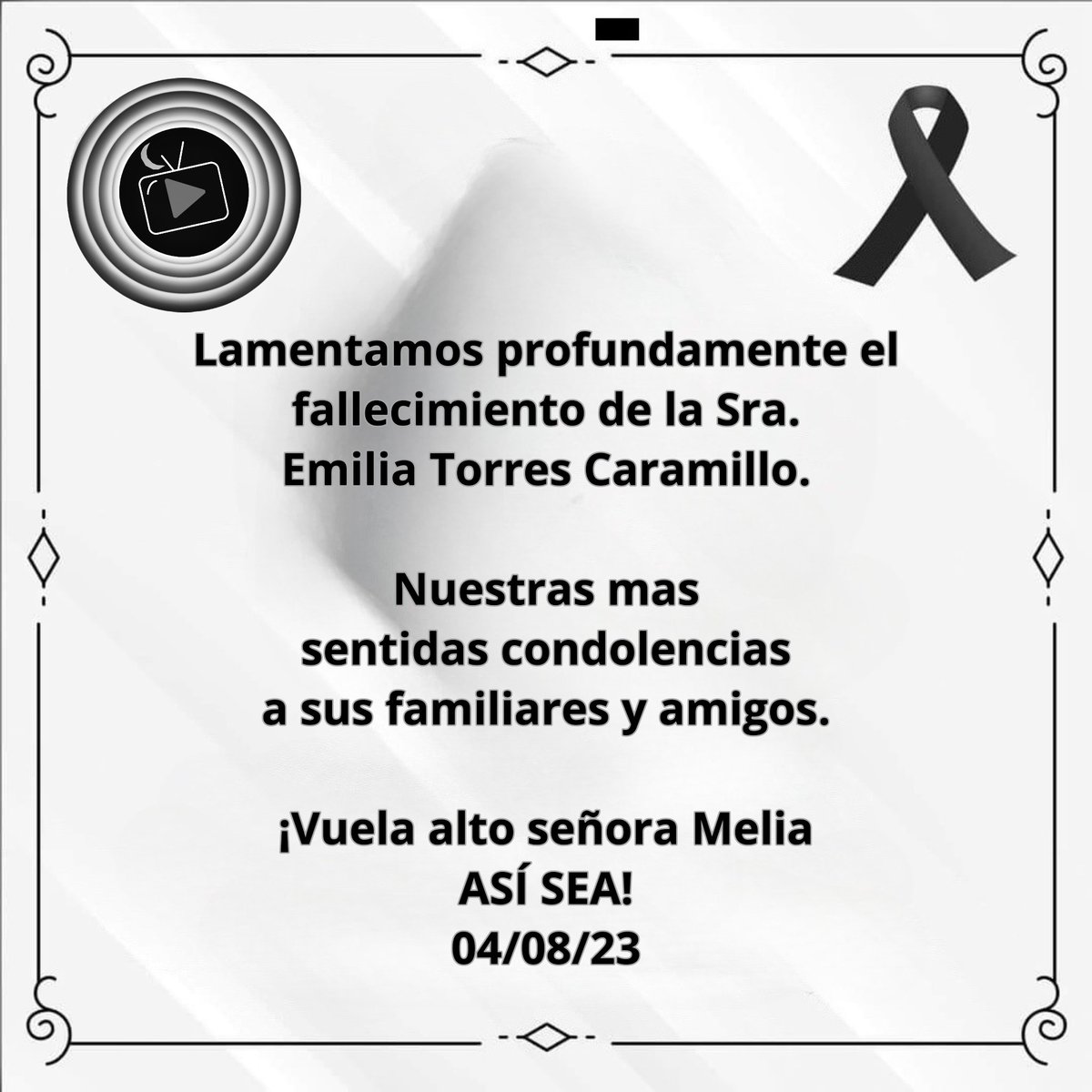 Falleció la mamá de una de nuestras seguidoras en #NuevoLeón y queremos externar  Nuestras más sinceras condolencias a la familia y amigos. Descanse en Paz Doña Melia. 🕊️