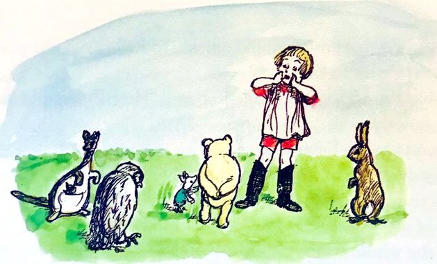 A_AMilne's tweet photo. "We're going to discover the North Pole," said Christopher Robin. 
"Are bears good at discovering?" said Pooh.
"Of course. That's what an Expedition means. A long line of everybody. And we must bring Provisions." 
"Bring what?" 
"Things to eat."
"Oh!" said Pooh happily.~A.A.Milne https://t.co/8hGI7lXAko