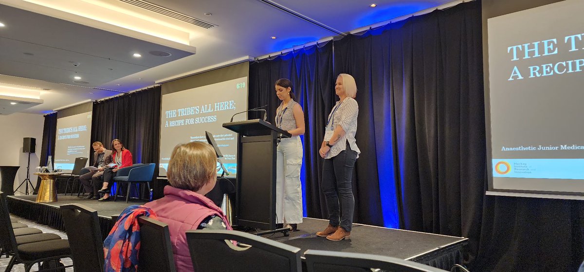 Tjoy1074's tweet photo. Dr Elle Dignan &amp; I  showcasing the Trial Tribe we implemented in @MackayHHS anaesthetic department in 2018, our 'recipe for success' at ANZCA CTN workshop
#CTN2023
 @ctn_anzca https://t.co/nwfeQ4xkjZ