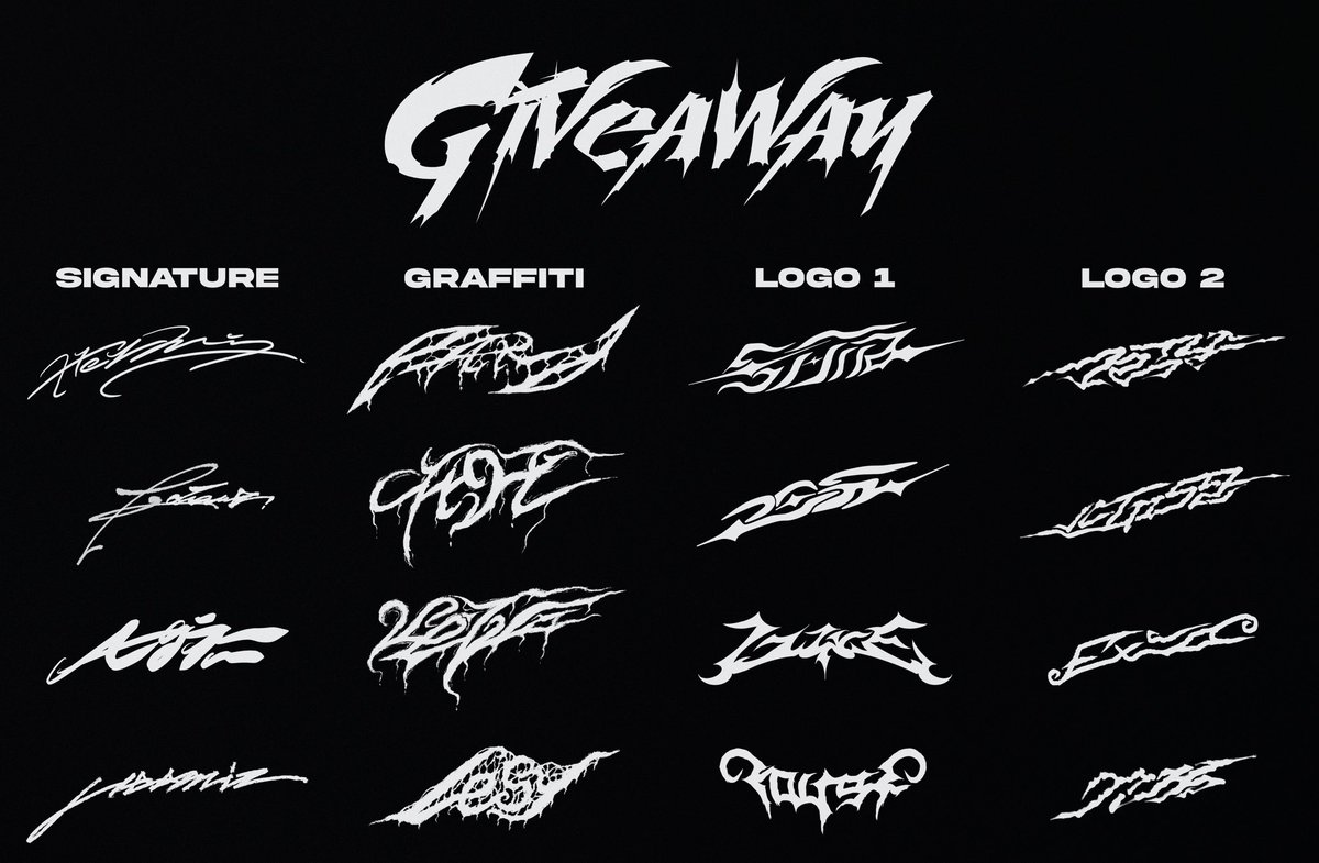 Stl1ar's tweet image. GIVEAWAY
Graffiti、Logo1、Logo2を各1名
Signatureを3名の方に作成します
参加方法はフォロー、RT、希望するものをリプにお願いします
8/12〆