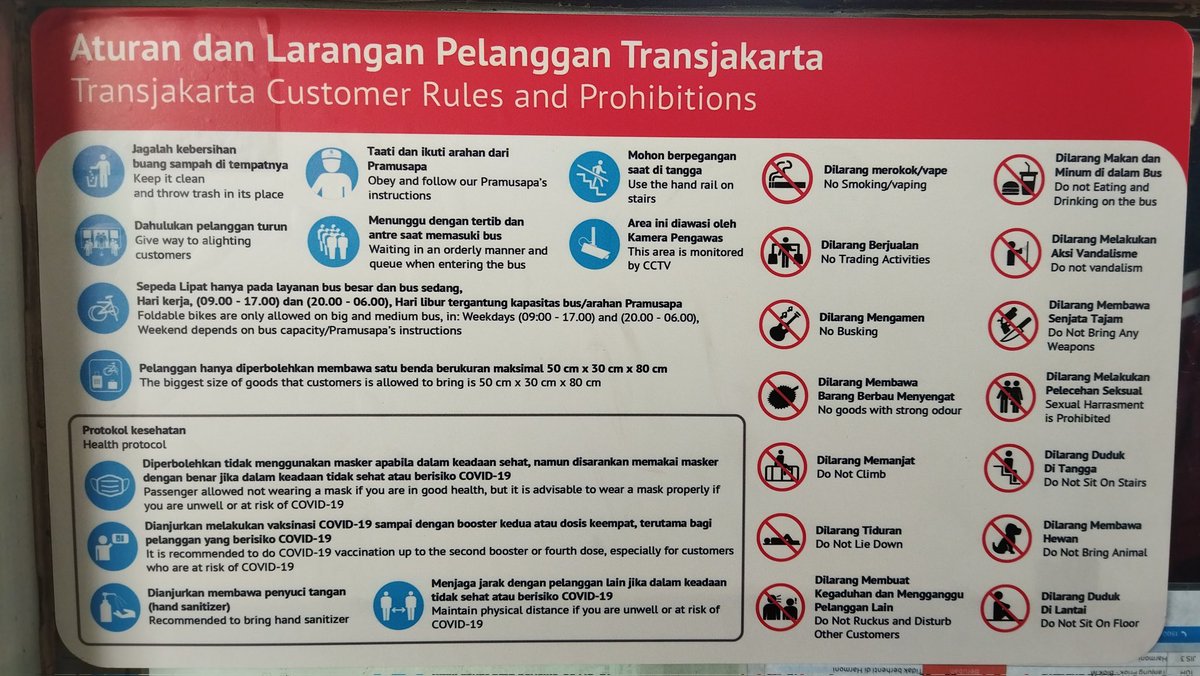 Ini adalah Aturan dan Larangan Pelanggan Transjakarta

Silahkan kalian bisa baca sendiri sambil rebahan gabut atau lagi kayang 🙈

#BuswayFansClub #BFCLuarBiasa #AyoNaikTransjakarta #Transjakarta