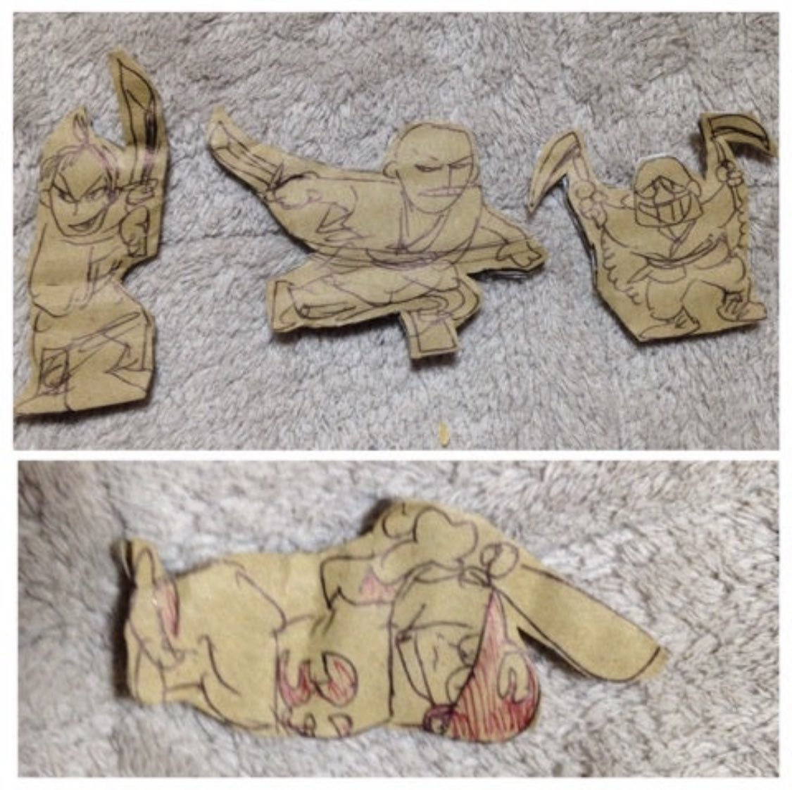 #みんなの約8年前の写真を見せて 「ダンボールでサムライ作って」と言われて作った。 ドサクサでカープの菊池を混ぜてたら却下された。