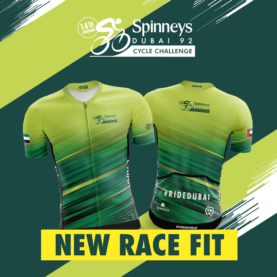 SpinneysDubai92's tweet photo. It's official! Our new 2024 #Spinneys92 Event Merchandise range by @ciovitacycling is now available to purchase during registration. Our new race fit jerseys feature a tighter, more performance focused fit than the previous sport fit jerseys, with longer length sleeves. https://t.co/d5UpSYhoDd
