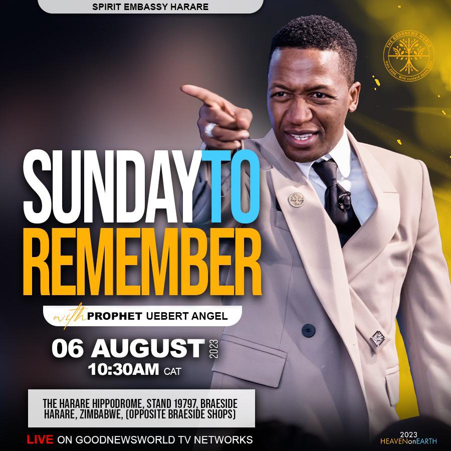 UebertAngel's tweet photo. It will be a SUNDAY TO REMEMBER tomorrow with the Highly Esteemed Prophet Uebert Angel from 10:30am CAT at the HARARE HIPPODROME, Braeside!!! https://t.co/kE2x07lXI5