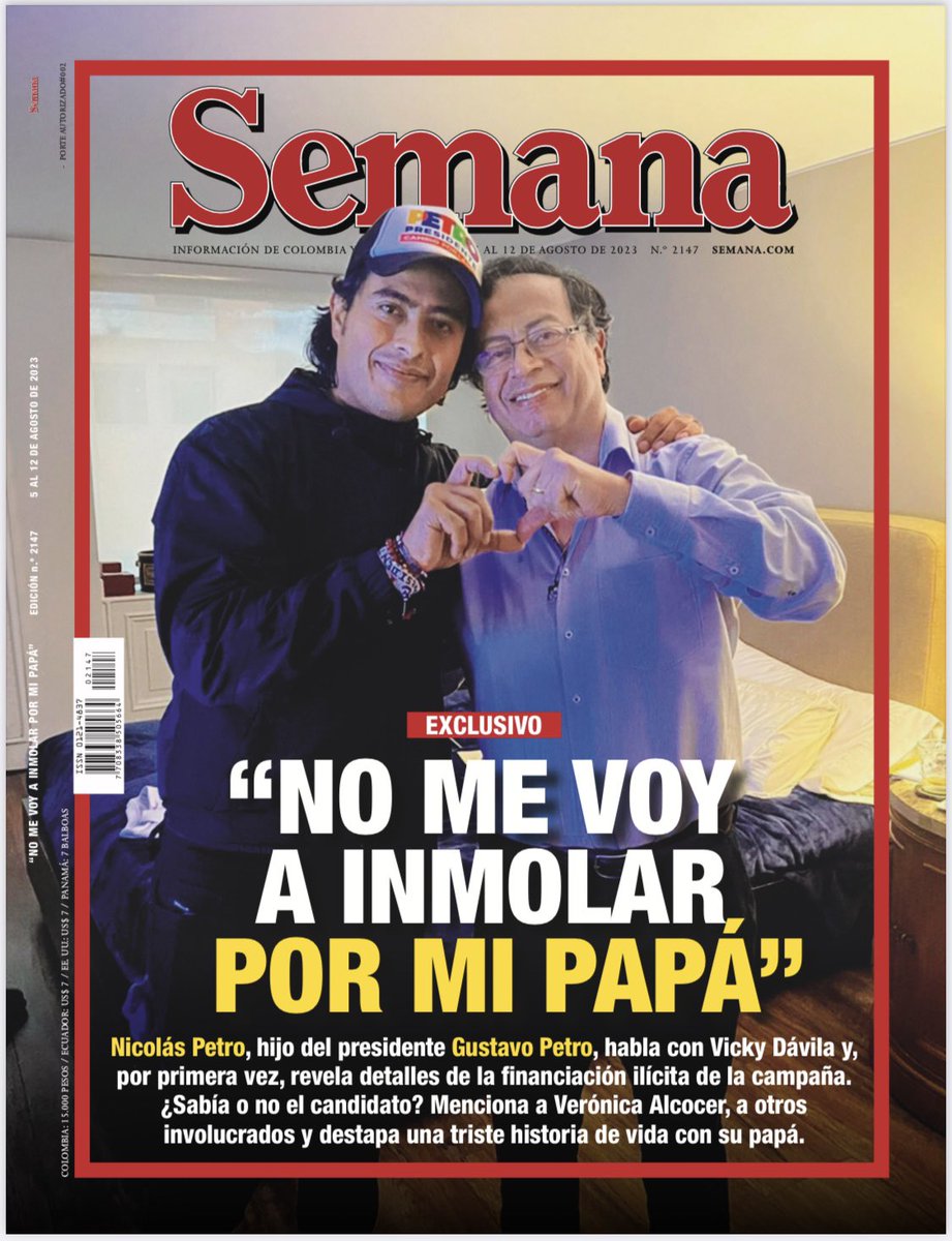 VickyDavilaH's tweet photo. #NicolásPetroSeDestapa  Nicolás Petro habla en exclusiva con Vicky Dávila: “No me voy a inmolar por mi papá”; el hijo del presidente se destapa y revela detalles desconocidos de la financiación ilícita de la campaña

https://t.co/hnv7byC3eV https://t.co/Sa9MehDzDa