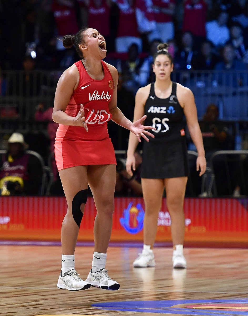 EnglandNetball's tweet photo. Laura is all of us right now 😭 

#NWC2023 l @NetballWorldCup https://t.co/tAbSk9eRwk