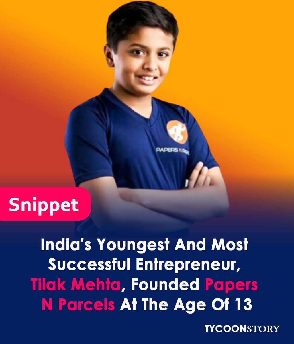 India's youngest and most successful entrepreneurs Tilak Mehta, who developed the app called Papers-N-Parcels at 13
#startup #youngentrepreneur #businessentrepreneur #startupsuccess #suppliers #logisticsnews #successstory #inspiration #entrepreneurship #ownbusiness #ceo