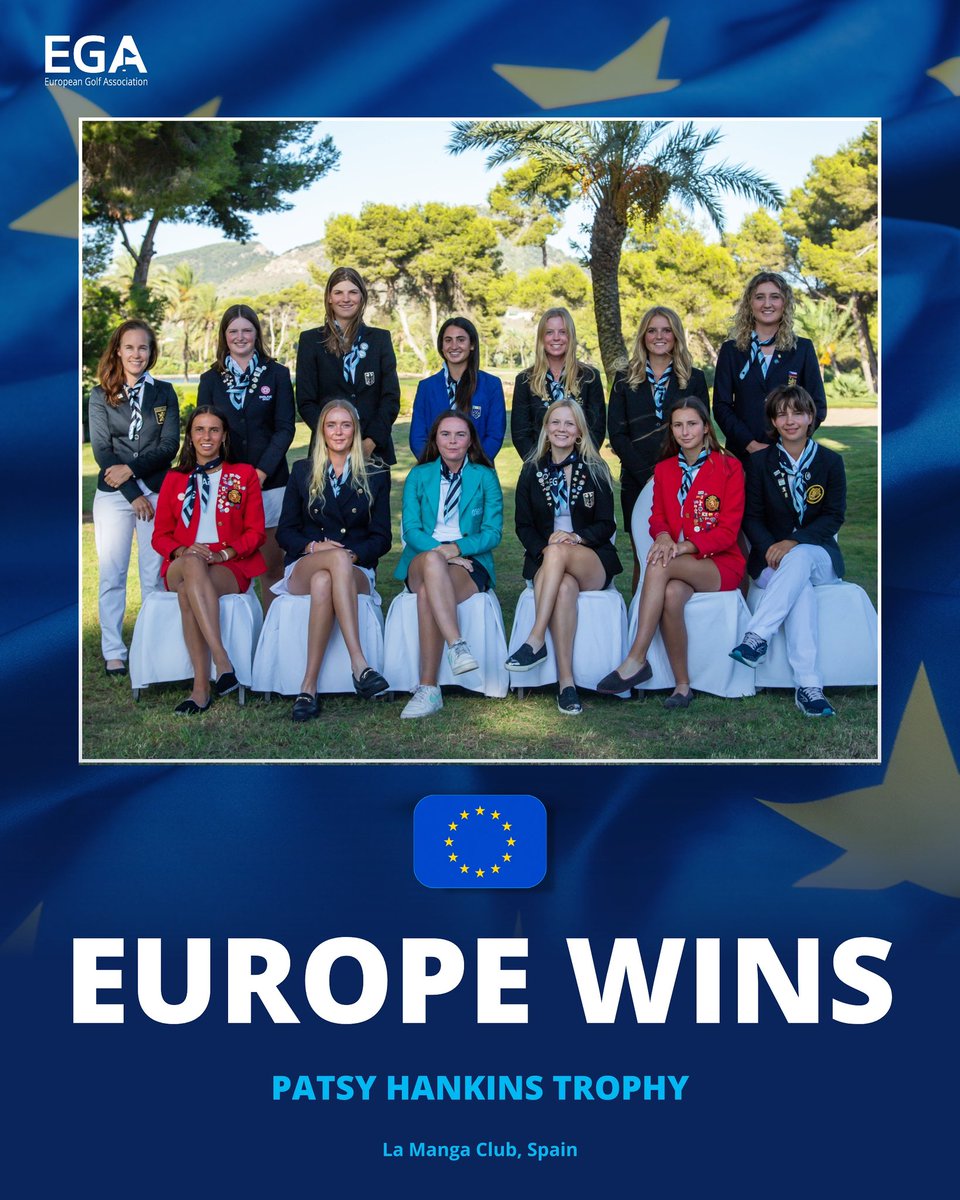 They’ve done it!!

Team Europe has won the Patsy Hankins Trophy for the very first time against Asia-Pacific!

After winning 6 of the first 7 singles matches at La Manga, the European team scored the 16.5 points needed to claim the trophy 🏆💪😄😄

Well done ladies!! 🇪🇺🇪🇺🇪🇺