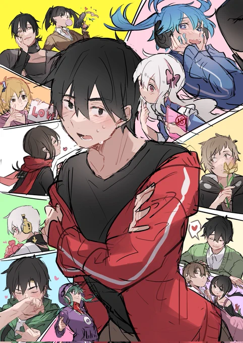 青嵐でお手伝いさせて頂いたシンタロー総受け小説の表紙とロゴ案ラフです (掲載許可貰い済)