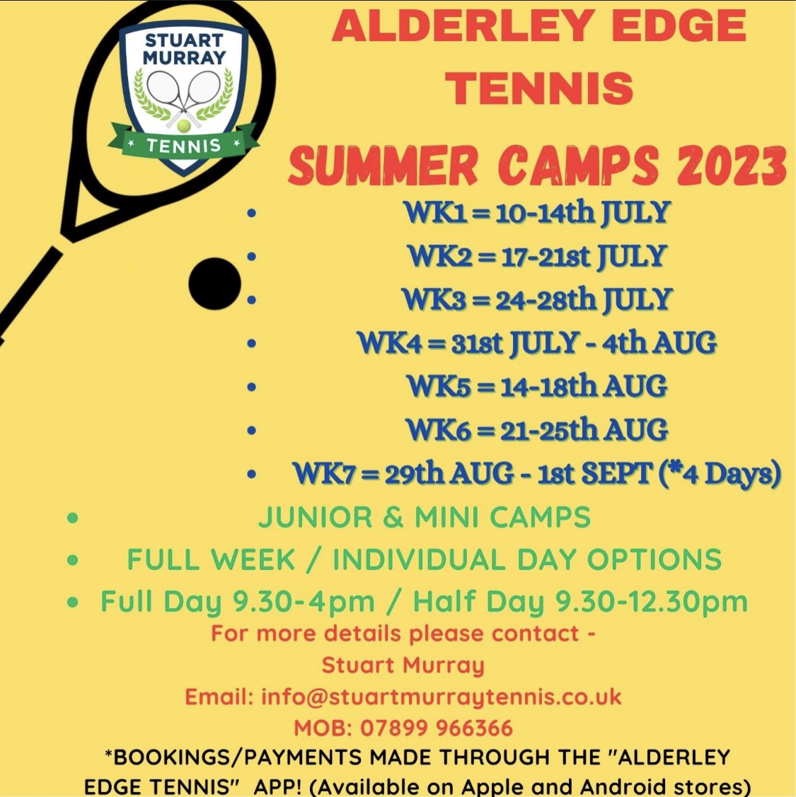 🎾☀️It’s a well deserved “week off” for Coaches after 4wks of Camps!Great kids,Great Fun had by all &amp; “WE’RE BACK” wk commencing 14th Aug for a Final 3wks!
Book now on the App!#ComeJoinTheFun <a href="/AlderleyTennis/">Alderley Edge Tennis</a> @LTACheshire <a href="/AESG_PE/">AESGSport</a> <a href="/MGS_PEandSport/">MGS Sport</a> <a href="/Mottram_Academy/">Mottram St Andrew Primary Academy</a> <a href="/nether_alderley/">Nether Alderley PS</a>