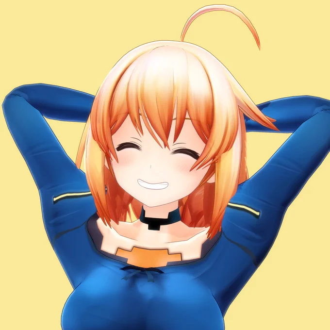 頭の後ろで手を組むこのポーズはりこぴんに一番似合う  #牛巻りこ #牛絵巻  <(C)Appland, Inc.>