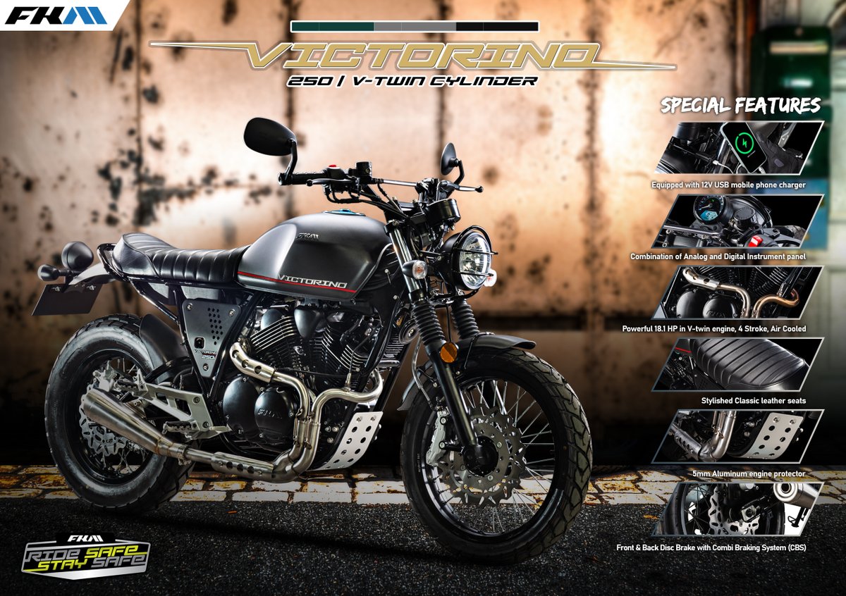 FKMmotorcyclePH's tweet photo. Looking for a Modern Classic Motorcycle?

The FKM Victorino 250i. The only 250cc V-Twin engine in its category gives you the feeling of classic motorcycle with modern technology.

You may also check our website:
https://t.co/tMk76wB68v https://t.co/psay7lFj5g