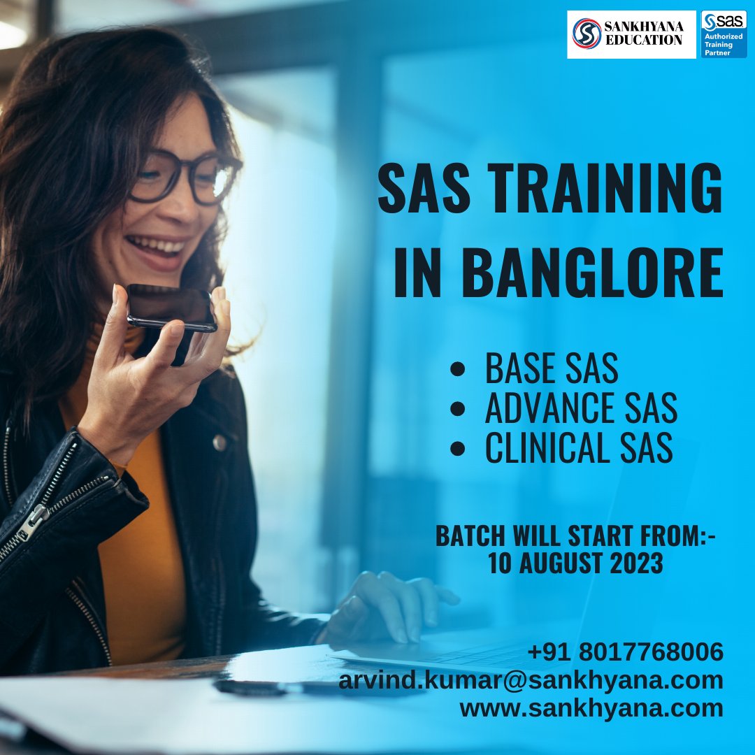 sankhayana's tweet photo. Embark on a rewarding journey of analytics excellence with SAS training and shape a successful future.
Register Here : https://t.co/gmpgzab1IB
+91 8271578494
priyanka.pandey@sankhyana.com
https://t.co/54iIQjVfa0
#sankhyana #SAS #bangloreinstitute #tranining #basesas #advancesas https://t.co/lRSJHI1kXd