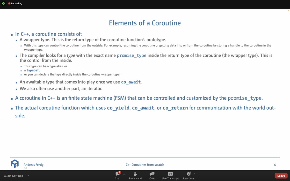 CppIndiaUG's tweet image. What a great explanation of Coroutines in such an easy way.

Thank you @Andreas__Fertig  for the wonderful session.

Sponsors:
@Intel
@qubecinema
@thinkcell
@TechAtBloomberg

#cppindia #cppindiacon2023