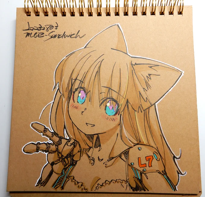 【アナログ1989:cyborg foxes 001】 #コピック #ダイソー #狐娘