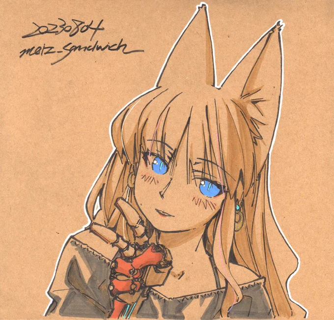 【アナログ1993:cyborg foxes 005】 #コピック #ダイソー #狐娘